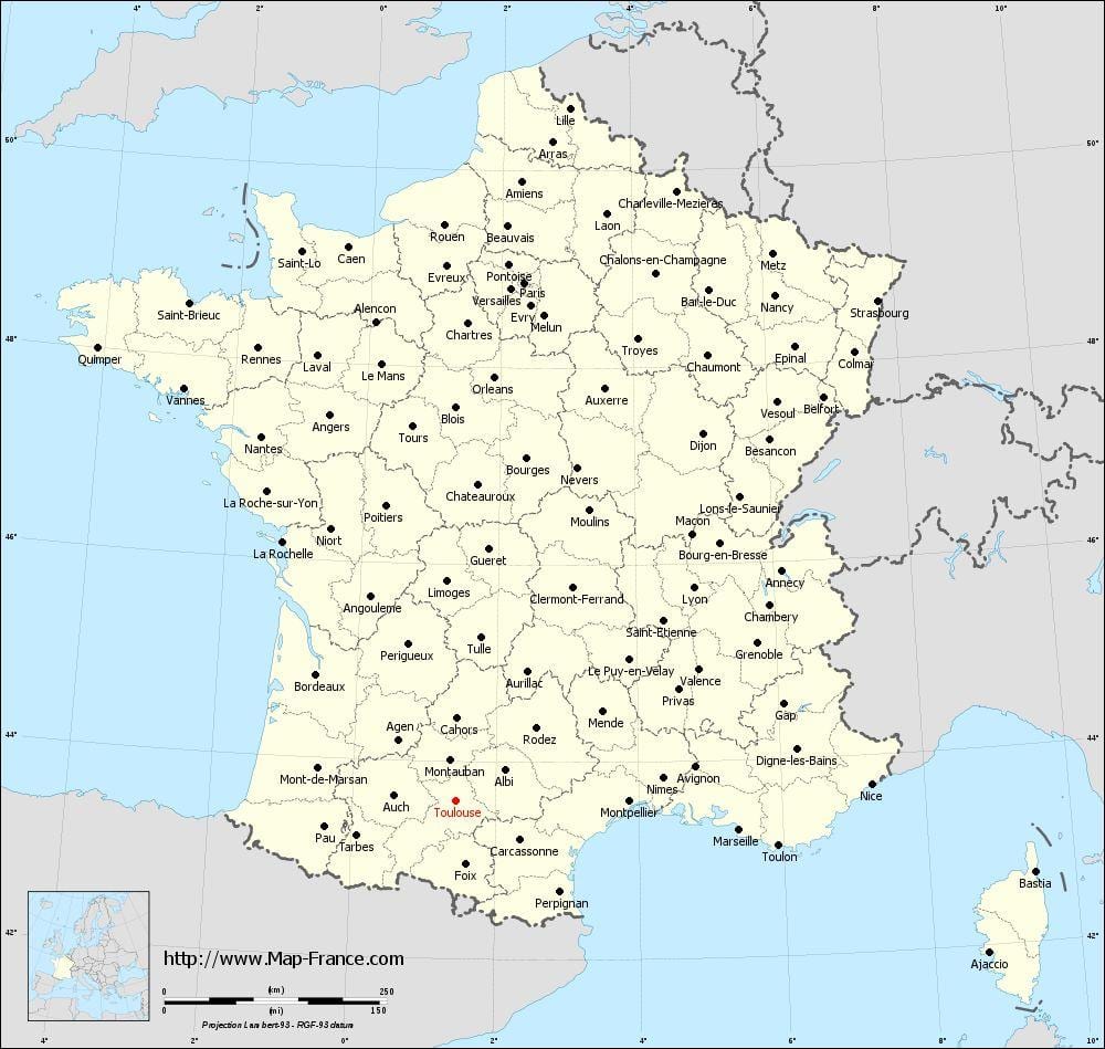 karte francija, parādot, Toulouse