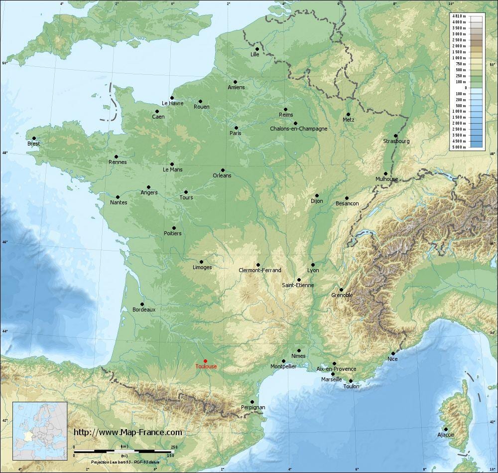 ģeogrāfiskā karte no Toulouse