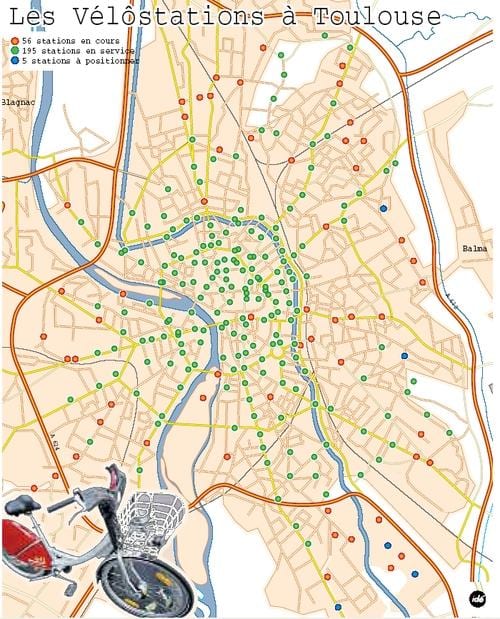 karte Toulouse velosipēds