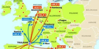 Karte Toulouse galamērķu lidostu