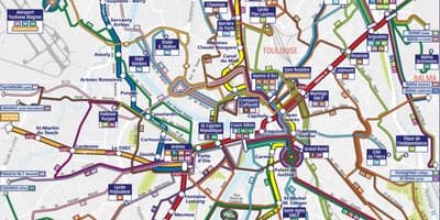 Toulouse autobusu maršruta karte